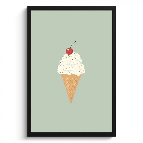 Bilder mit Rahmen - Illustration - Eiscreme - Sprenkeln - Kirsche