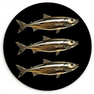 Runde Bilder - Fische - Gold - Schwarz