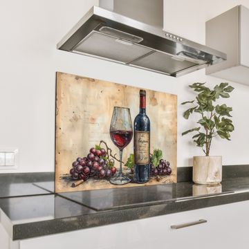 Spritzschutz Küche - Stilleben mit Wein und Trauben