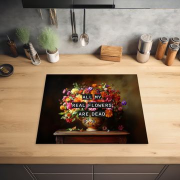 Herdabdeckplatte - Farbe - Blumen - Vintage - Blumenvase