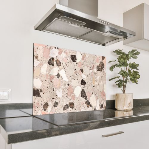 Spritzschutz Küche - Hell - Rosa - Terrazzo - Steine