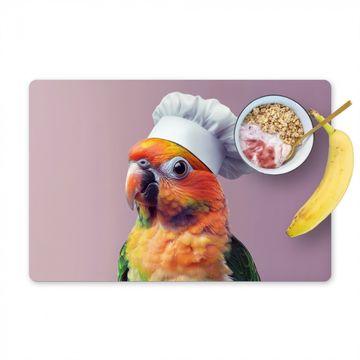 Tischset - Papagei - Kochmütze - Neugierig - Vogel - 6 Stück