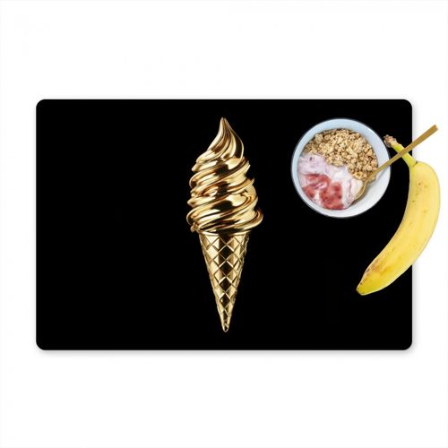 Tischset - Eiscreme - Gold - Schwarz - Lebensmittel - 6 Stück