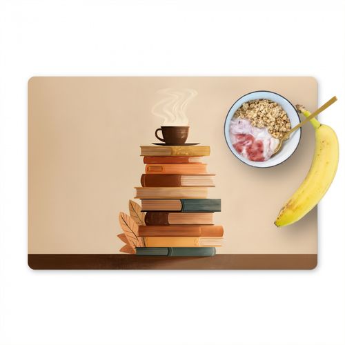 Tischset - Bücher - Turm - Kaffee - Beige - 6 Stück