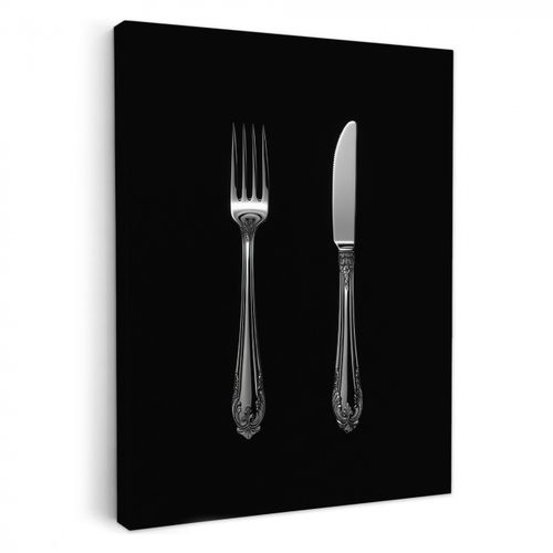Leinwandbilder - Gabel - Messer - Silber