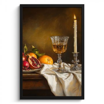Bilder mit Rahmen - Obst - Stilleben - Wein - Kerze