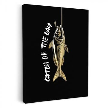 Leinwandbilder - Fisch - Schwarz - Gold - Text