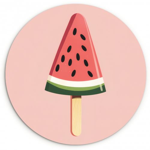 Runde Bilder - Wassermelone - Eiscreme - Kerne - Rot