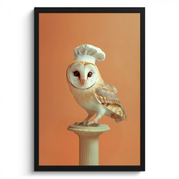 Bilder mit Rahmen - Schleiereule - Kochmütze - Orange - Vogel