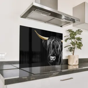 Spritzschutz Küche - Geheimnisvoll in Schwarz und Gold