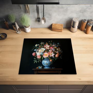 Herdabdeckplatte - Rosa - Blumen - Vase - Farben