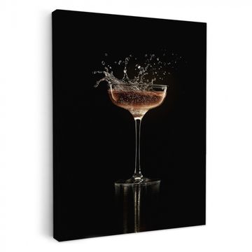 Leinwandbilder - Cocktail - Schwarz - Spritzer - Glas