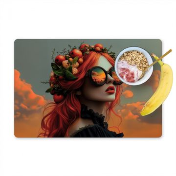 Tischset - Frau - Krone - Tomate - Bascilicum - Sonnenbrille - 6 Stück