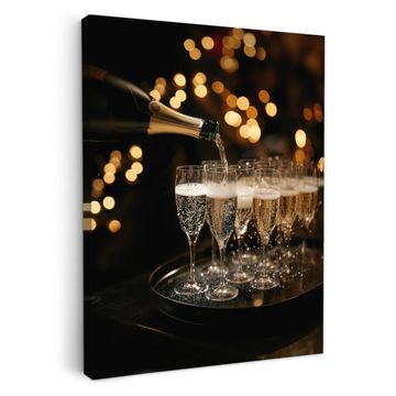 Leinwandbilder - Lichter - Champagner - Tablett - Gläser