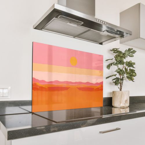 Spritzschutz Küche - Sonne - Abstrakt - Landschaft - Orange