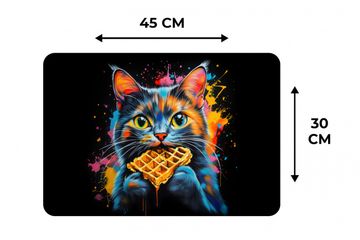 Tischset - Katze - Graffiti - Bunt - Waffel - Essen - 6 Stück