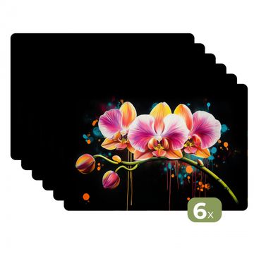 Tischset - Orchidee - Graffiti - Farbenfroh - Blumen - Abstrakt - 6 Stück