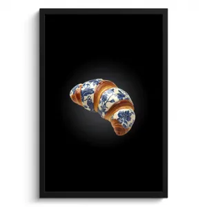 Bilder mit Rahmen - Croissant - Florales Muster - Delfter Blau