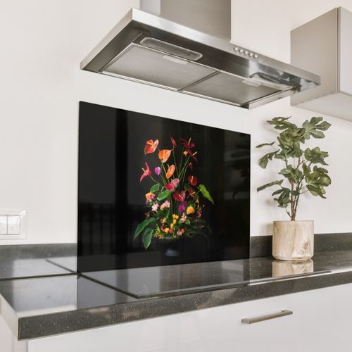 Spritzschutz Küche - Blumen - Vase - Bunt