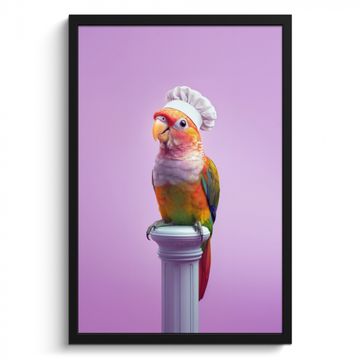 Bilder mit Rahmen - Papagei - Kochmütze - Säule - Vogel