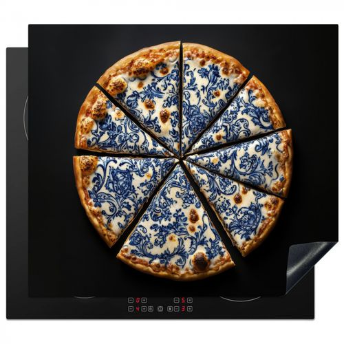 Herdabdeckplatte - Pizza - Lebensmittel - Delfter Blau