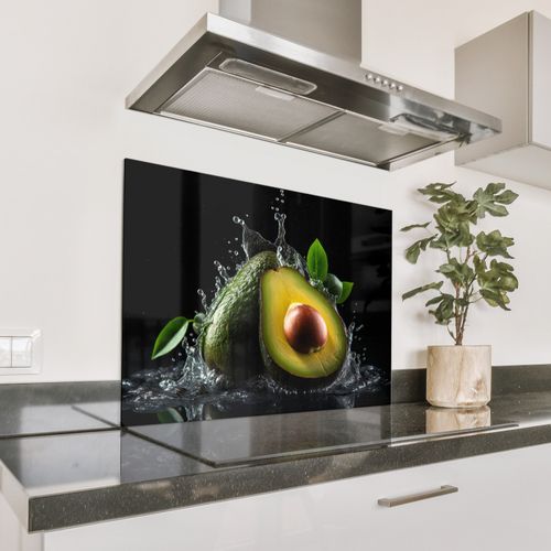 Spritzschutz Küche - Avocado - Gemüse - Blatt - Wasser - Schwarz - Grün