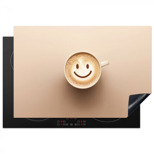 Herdabdeckplatte - Kaffee - Milchschaum - Lächeln - Beige