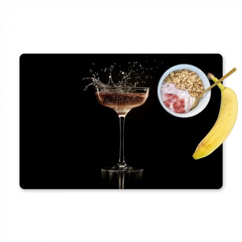 Tischset - Cocktail - Schwarz - Spritzer - Glas - 6 Stück