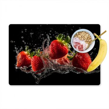 Tischset - Erdbeeren - Obst - Rot - Wasser - Schwarz - 6 Stück