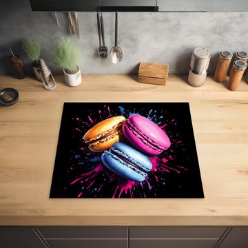 Herdabdeckplatte - Makronen - Dessert - Graffiti - Bunt - Rosa - Blau - Gelb
