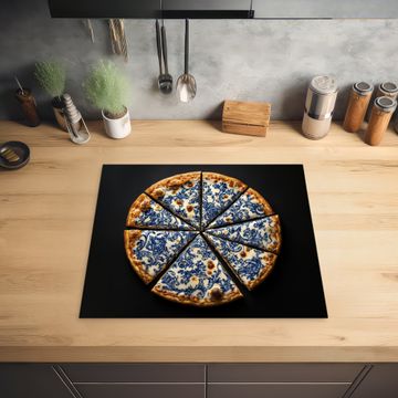 Herdabdeckplatte - Pizza - Lebensmittel - Delfter Blau