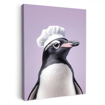 Leinwandbilder - Pinguin - Kochmütze - Lieb - Lila