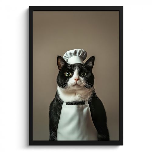 Katze - Kochkleidung - Schwarz - Weiß