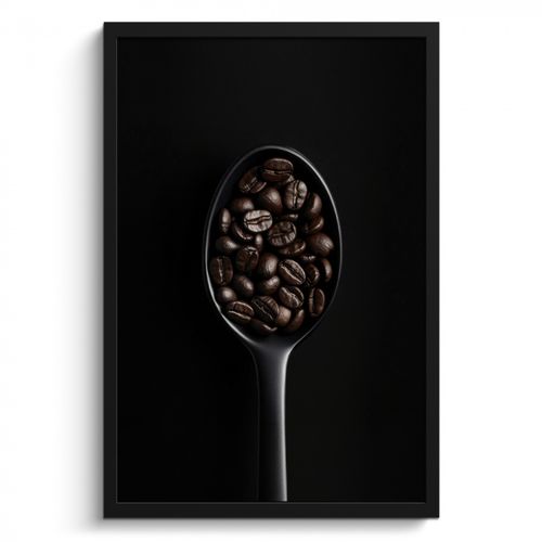 Bilder mit Rahmen - Kaffeebohnen - Löffel - Schwarz