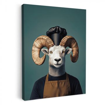 Leinwandbilder - Ziege - Hörner - Kochbekleidung