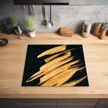 Herdabdeckplatte - Goldene Striche: Pinselschwung und Eleganz