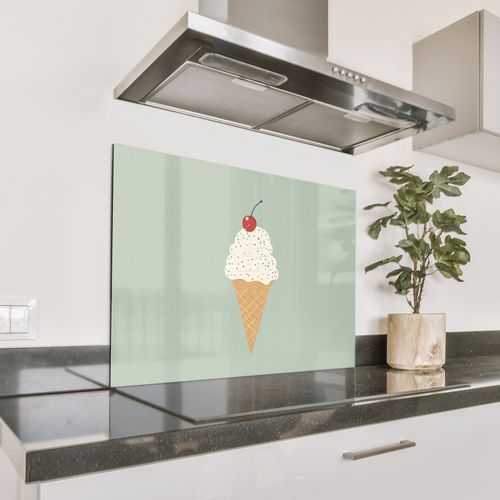 Spritzschutz Küche - Illustration - Eiscreme - Sprenkeln - Kirsche