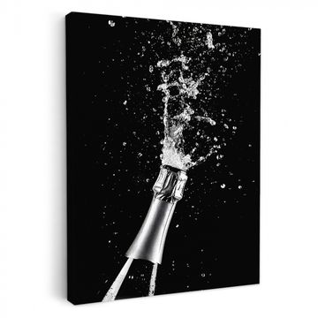 Leinwandbilder - Champagner - Schwarz - Spritzer - Popping