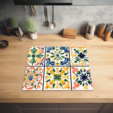 Herdabdeckplatte - Spanisch - Kacheln - Keramik - Blumen