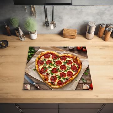Herdabdeckplatte - Pizza - Herz - Peperoni - Tomate