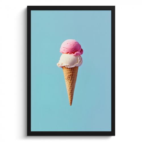 Bilder mit Rahmen - Schaufel Eiscreme - Kegel - Blau