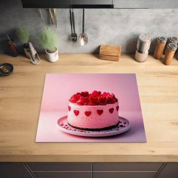 Herdabdeckplatte - Torte - Herz - Rosa