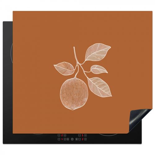 Herdabdeckplatte - Orange - Gezeichnet - Blätter - Braun
