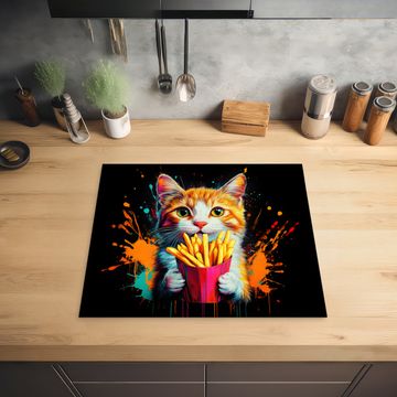 Herdabdeckplatte - Katze - Essen - Pommes frites - Graffiti - Abstrakt