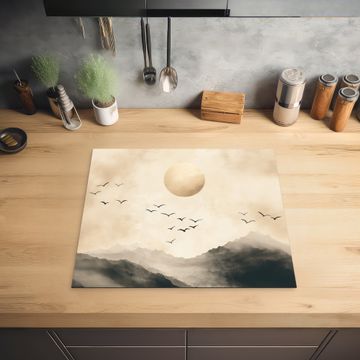 Herdabdeckplatte - Landschaft - Japandi - Vogel