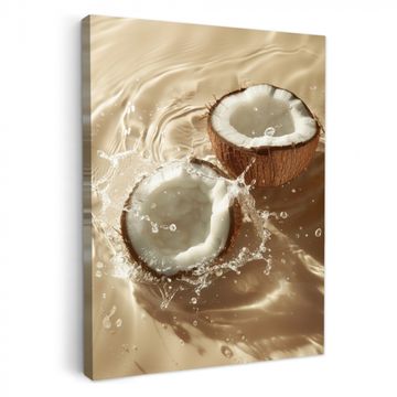 Leinwandbilder - Kokosnuss - Wasser - Beige - Spritzer