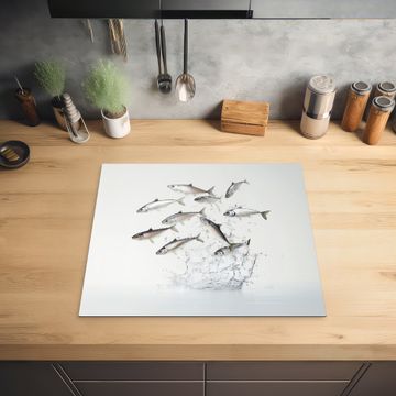 Herdabdeckplatte - Fisch - Wasser - Weiß