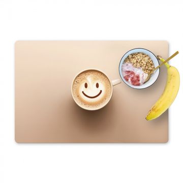 Tischset - Kaffee - Milchschaum - Lächeln - Beige - 6 Stück