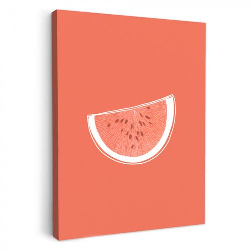 Leinwandbilder - Wassermelone - Linien - Korallenrot