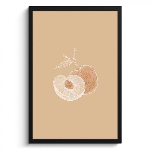 Bilder mit Rahmen - Pfirsich - Strichzeichnung - Grube - Beige